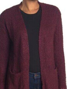 𝅺BOBBEAU BNWT Burgundy Boucle Cardigan Pockets